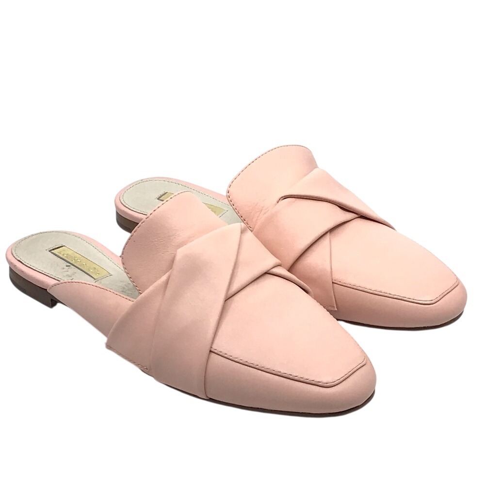 LOUISE ET CIE FOLDED PINK‎ LEATHER SLIDE MULE